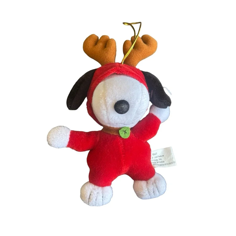 Peanuts Snoopy Reindeer Plush Christmas Ornament Kurt S Adler Red Holiday‎ Small